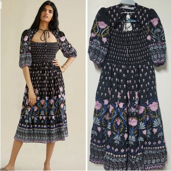 Anthropologie Dasha Smocked Midi Dress - MP - Picture 9 of 15